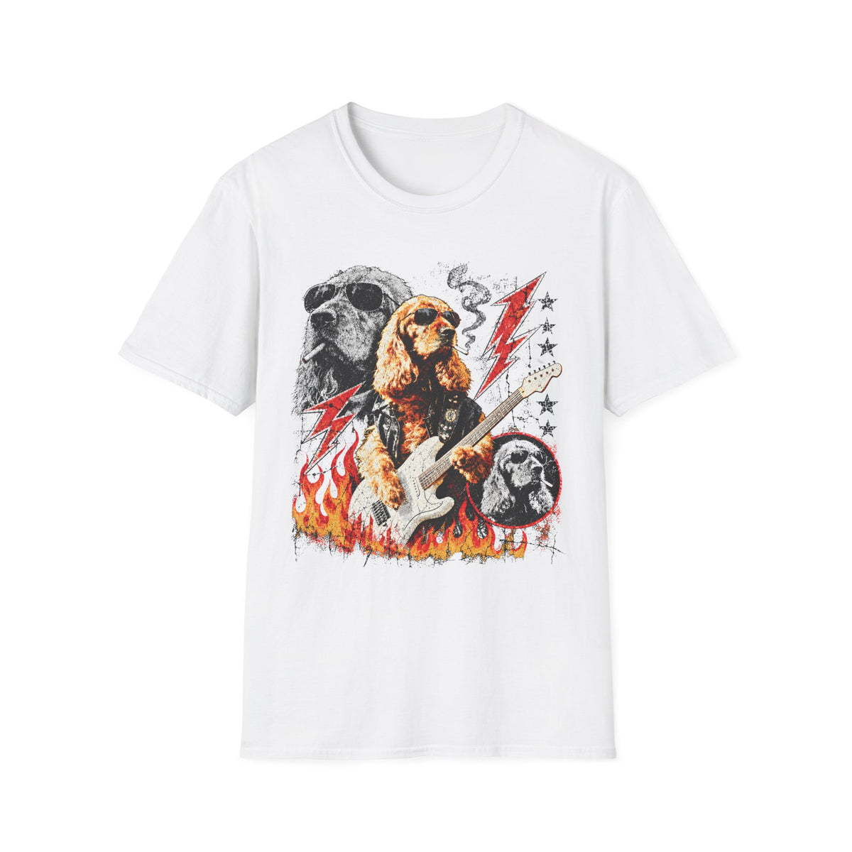 Smoking Guitarist Dog T-Shirt