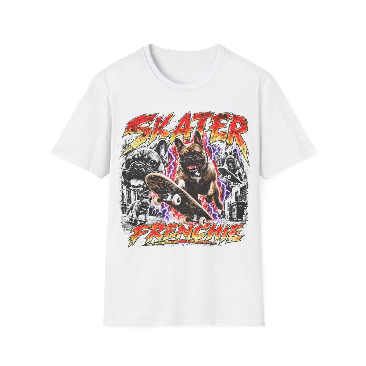 Skater Frenchie Dog T-Shirt