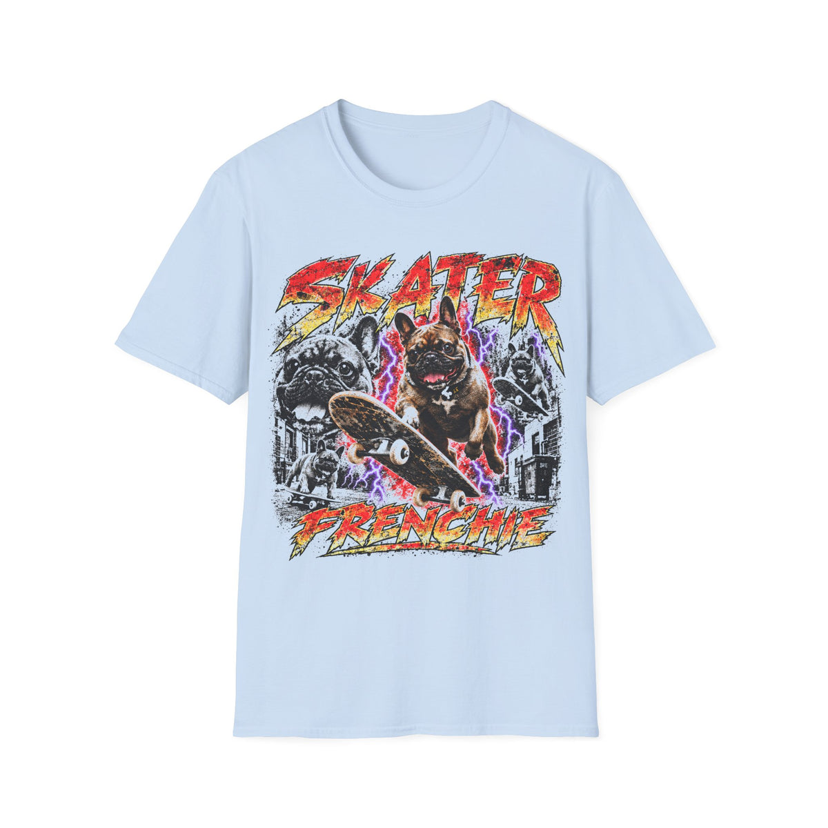 Skater Frenchie Dog T-Shirt