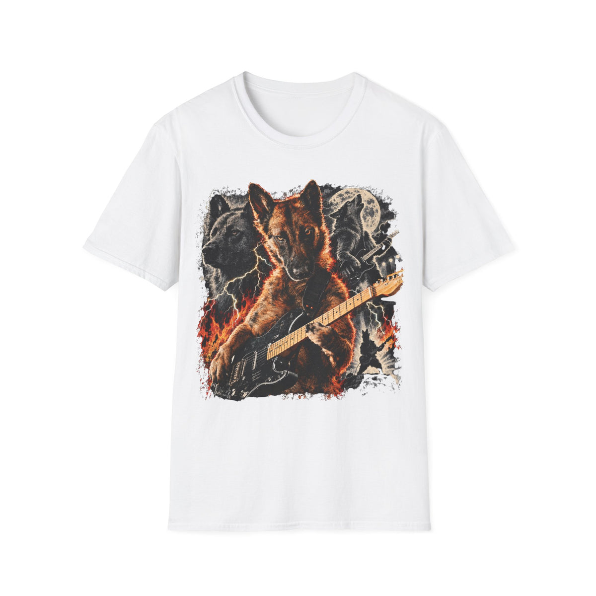 Fire Guitarist Dog T-Shirt