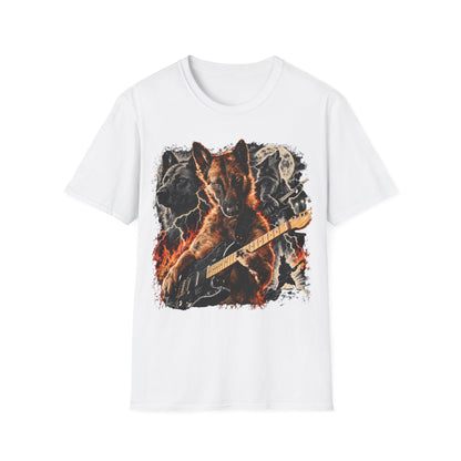 Fire Guitarist Dog T-Shirt