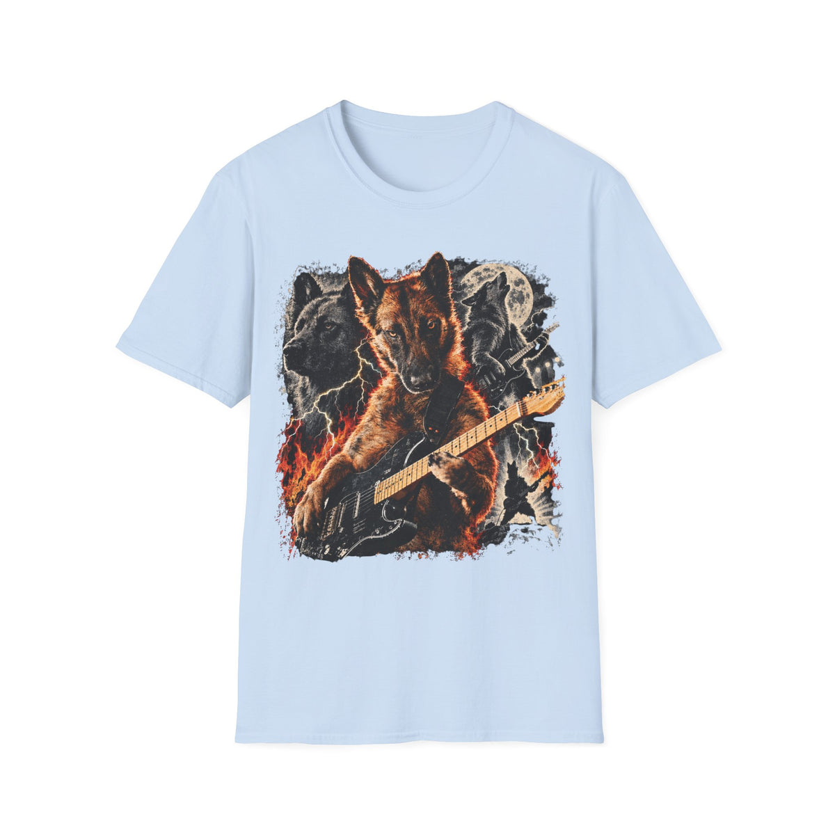 Fire Guitarist Dog T-Shirt