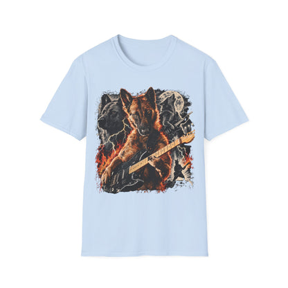 Fire Guitarist Dog T-Shirt