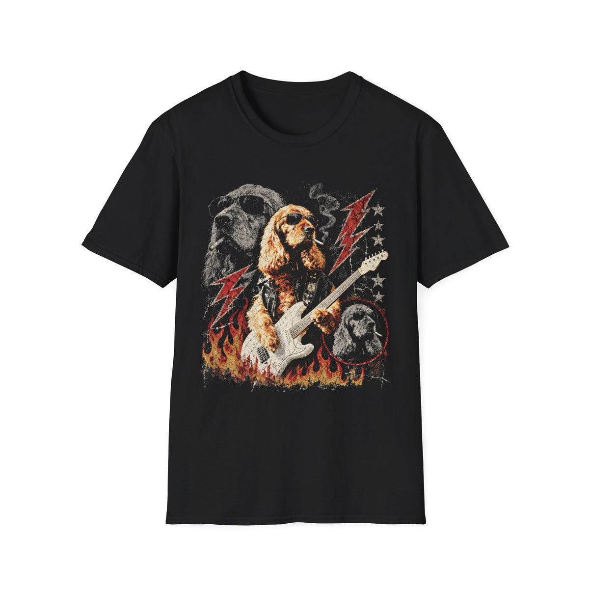 Smoking Guitarist Dog T-Shirt