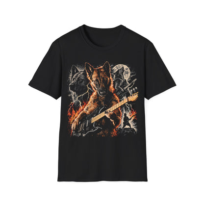 Fire Guitarist Dog T-Shirt