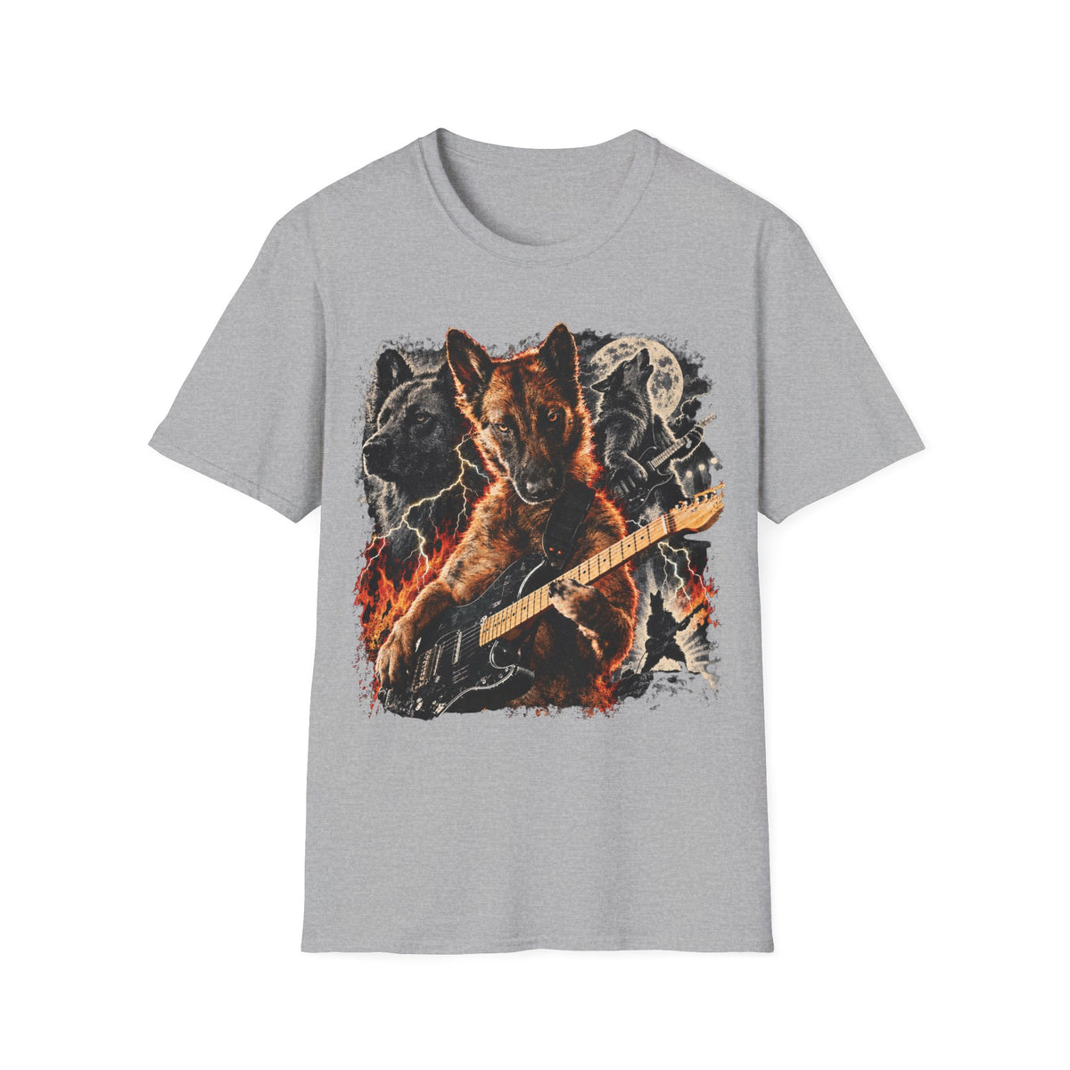 Fire Guitarist Dog T-Shirt