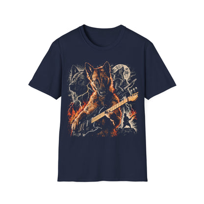 Fire Guitarist Dog T-Shirt