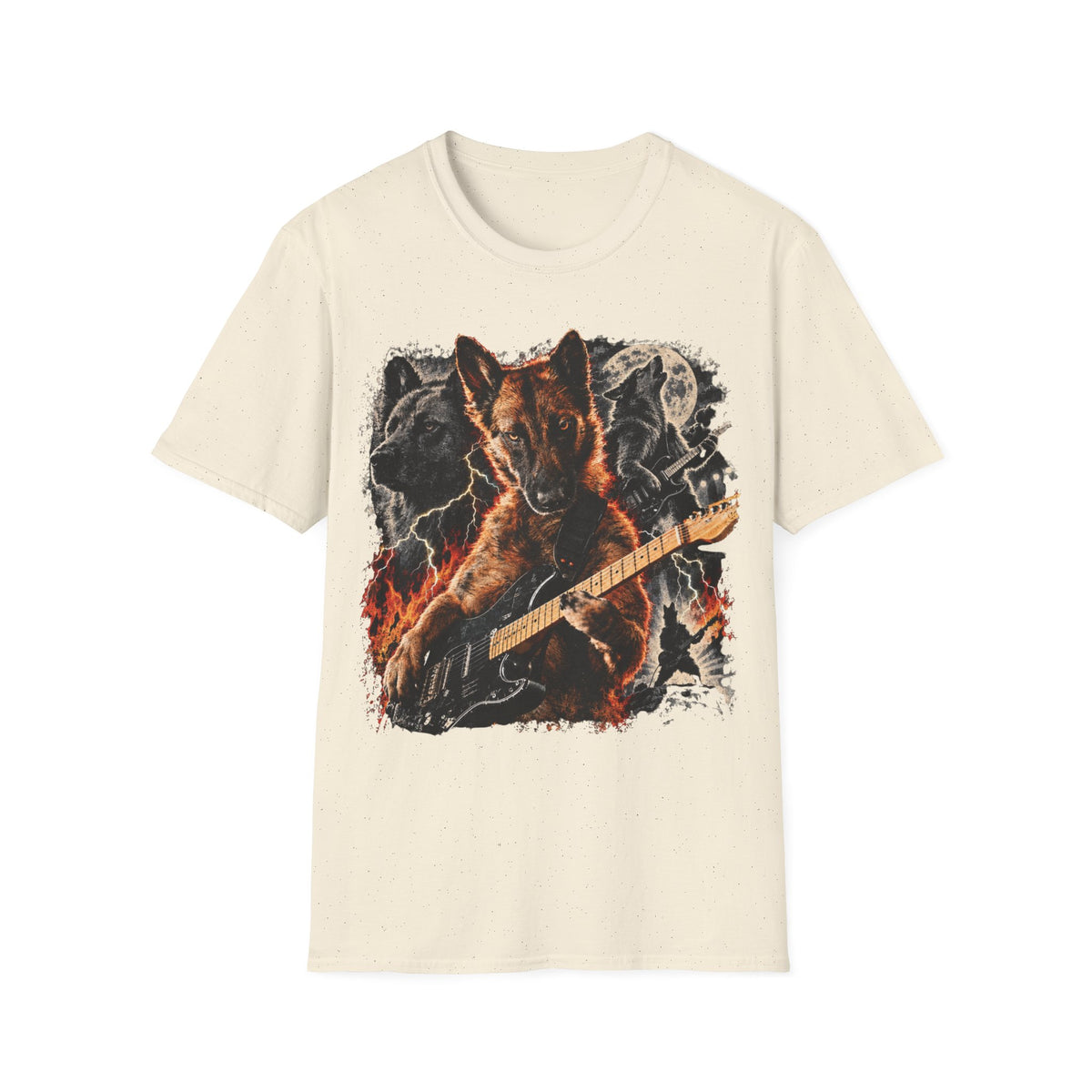 Fire Guitarist Dog T-Shirt