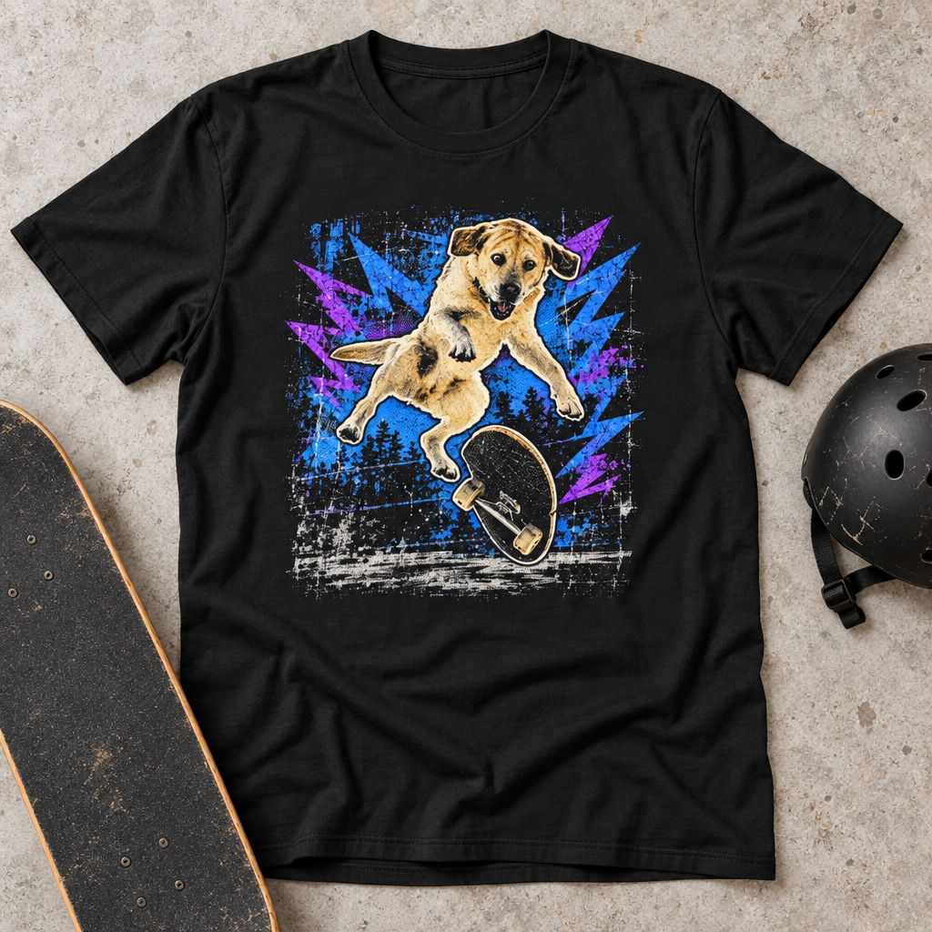 Funny Face Skate Dog T-Shirt